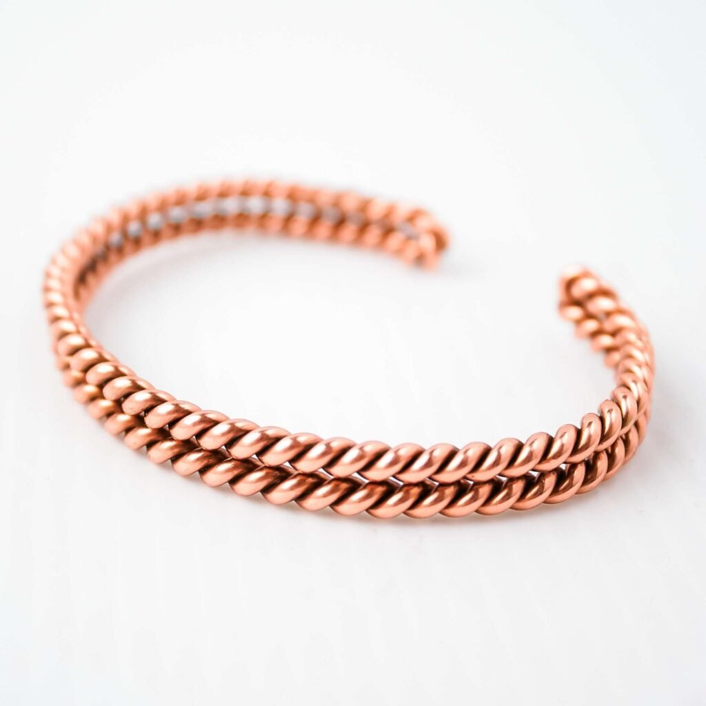 Tensor Ring Bracelet handcrafted from copper energy coils for EMF protection and grounding